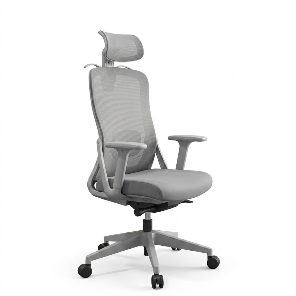 Cadeira de Escritório Astrella Elara Ergonômica com Apoio de Cabeça e Braços Cinza
