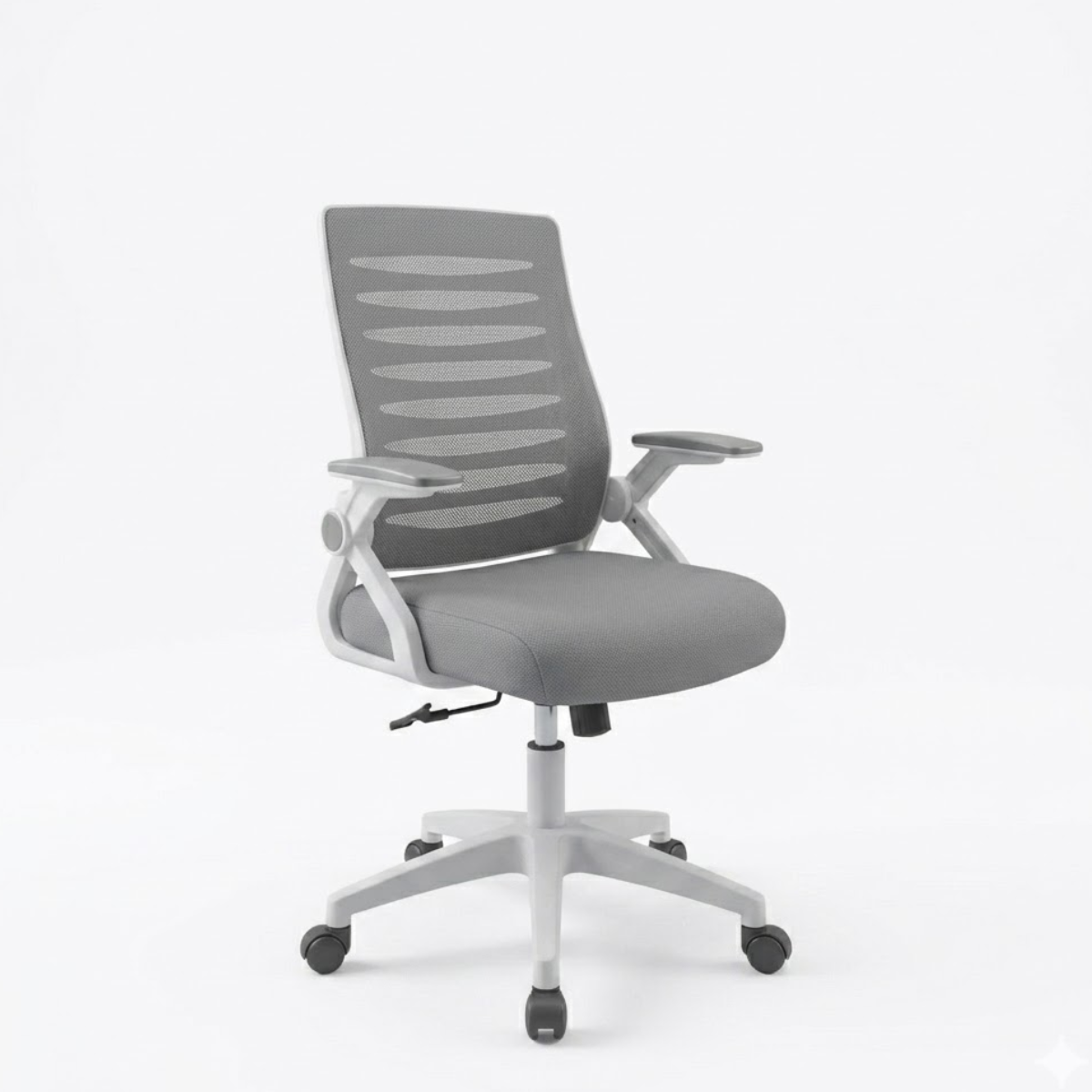 Cadeira de Escritório Astrella Sirius Cinza Ergonômica com Braços Rebatíveis